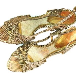 J. Vincent Copper Snake Print Sling Back Heels 8.5